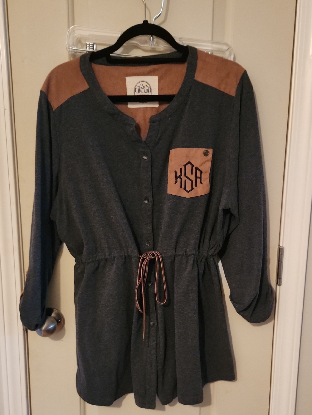 Women's Charcoal Gray Tunic with Tan Accents